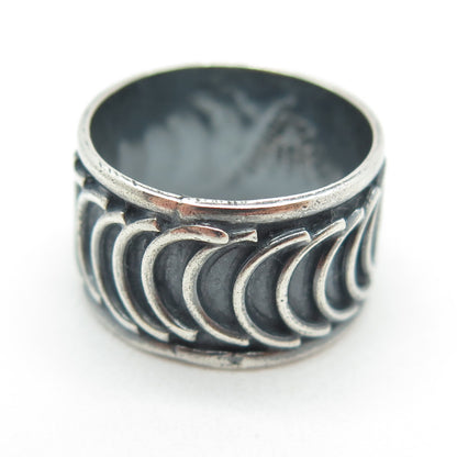 925 Sterling Silver Vintage Mexico Rolo Link Band Oxidized Ring Size 4.5