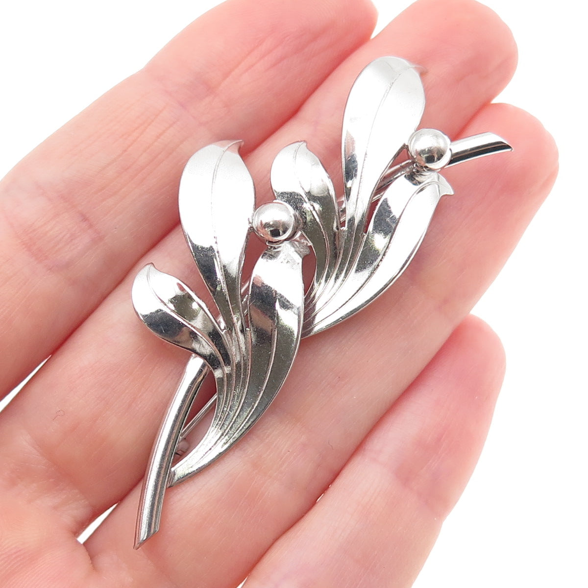 FORSTNER 925 Sterling Silver Vintage Modernist Floral Pin Brooch