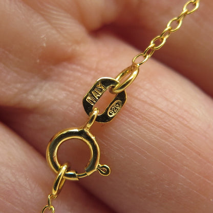 925 Sterling Silver Gold Plated Real Diamond Accent Bow Cable Chain Necklace 18"