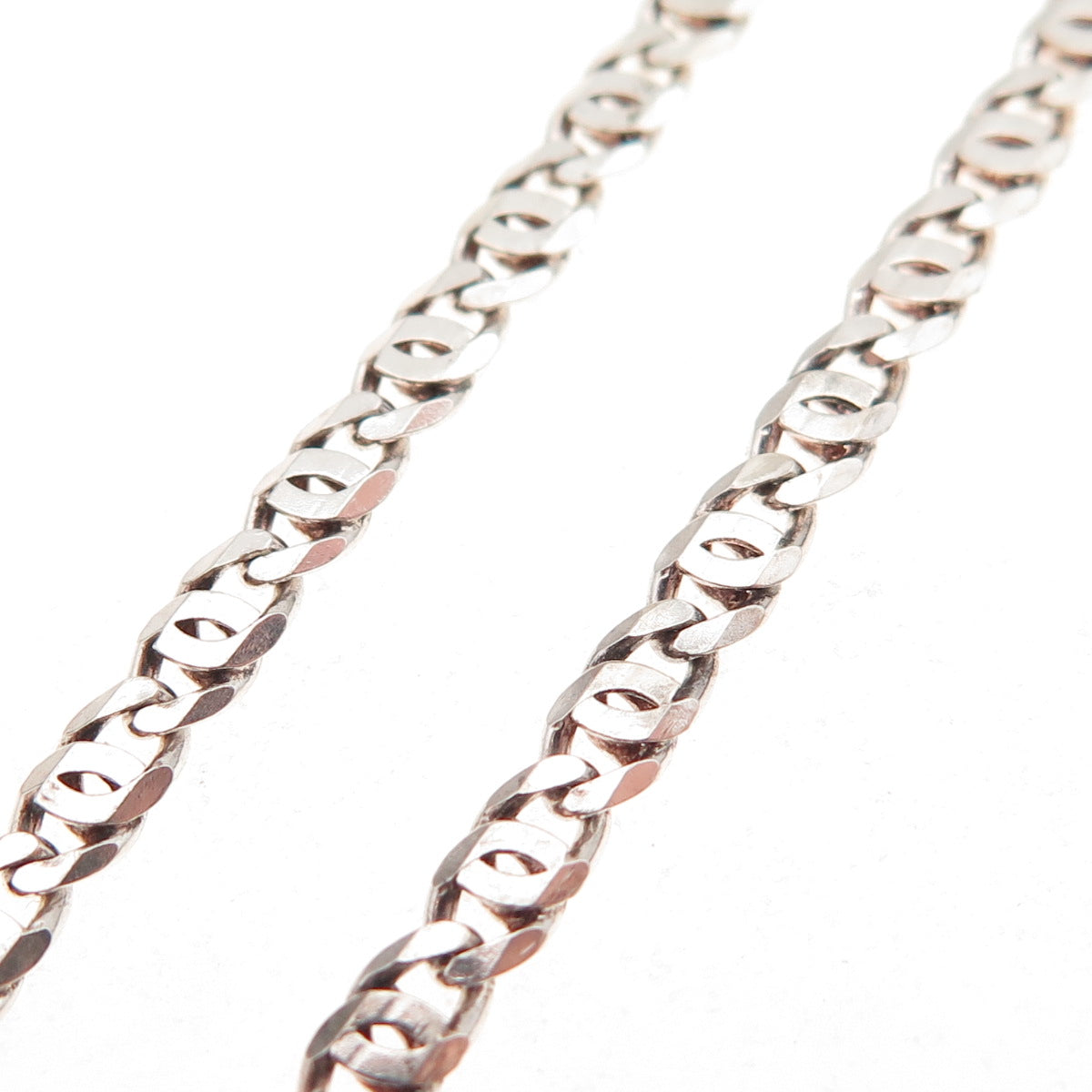 925 Sterling Silver Vintage Italy Anchor Mariner Chain Necklace 18"
