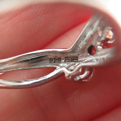 925 Sterling Silver Vintage Real Graduated White Topaz Infinity Ring Size 7.5