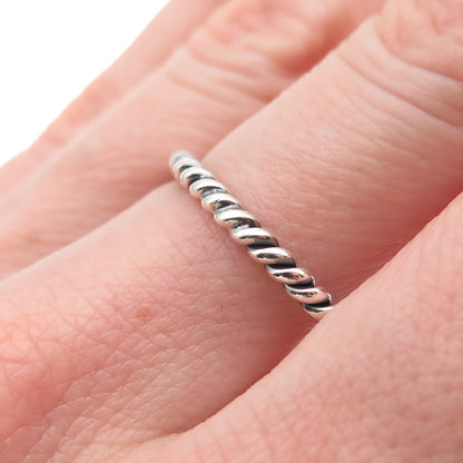 925 Sterling Silver Vintage Twisted Stackable Band Ring Size 9
