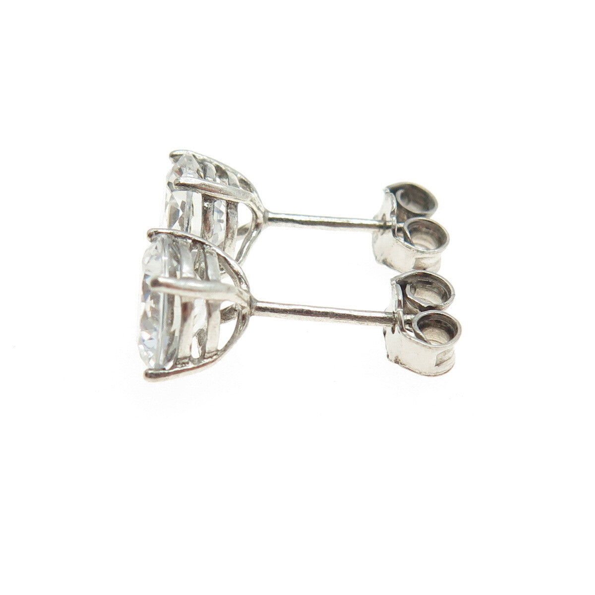 925 Sterling Silver Round-Cut C Z Stud Earrings