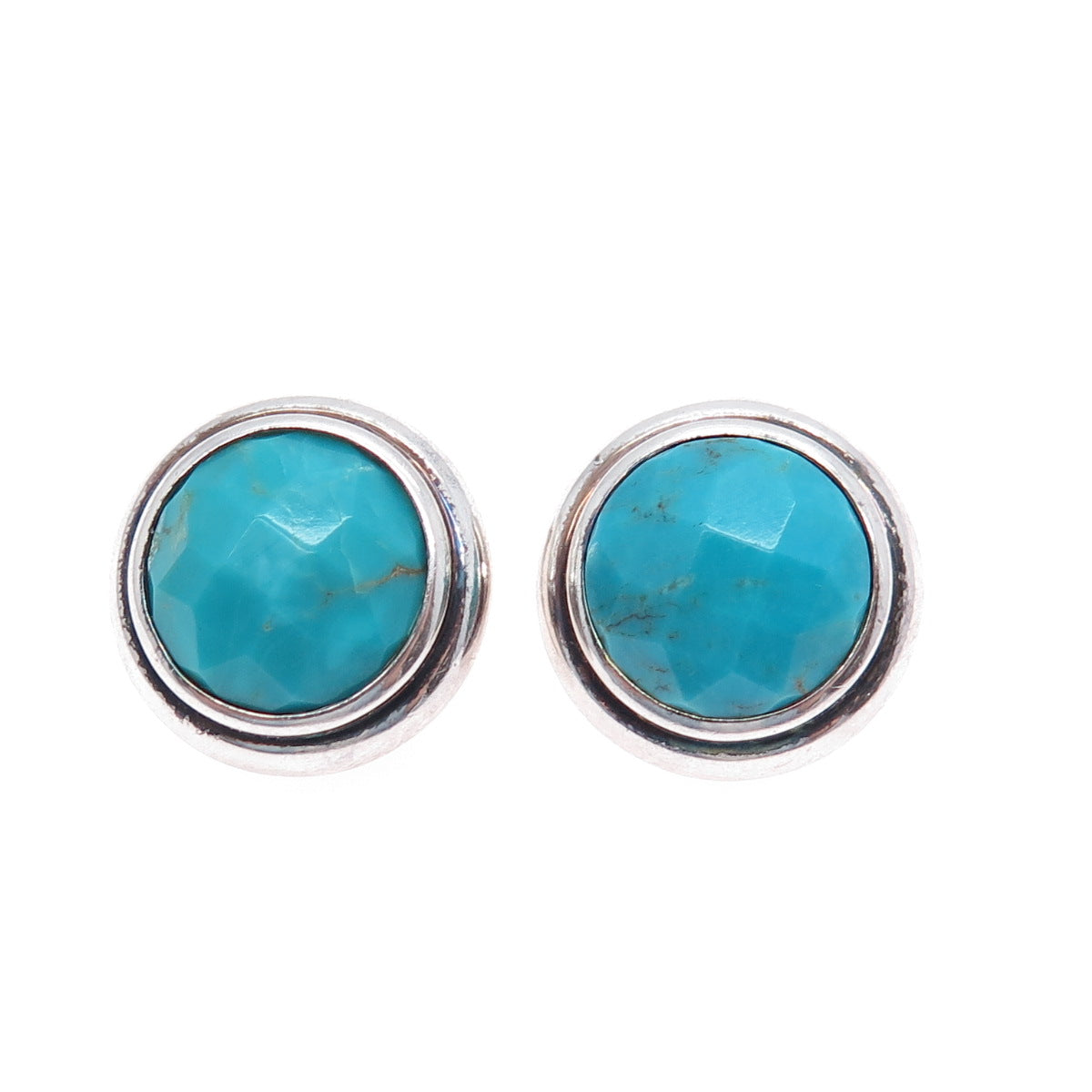 ELLE 925 Sterling Silver Vintage Real Turquoise & Ruby Clip On Earrings