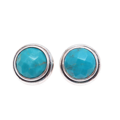ELLE 925 Sterling Silver Vintage Real Turquoise & Ruby Clip On Earrings