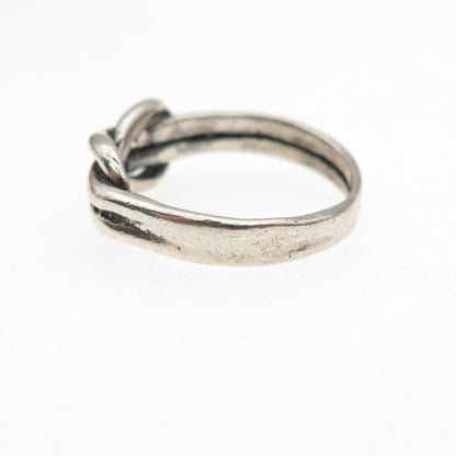 925 Sterling Silver Vintage Mariner Love Knot Oxidized Ring Size 5.25