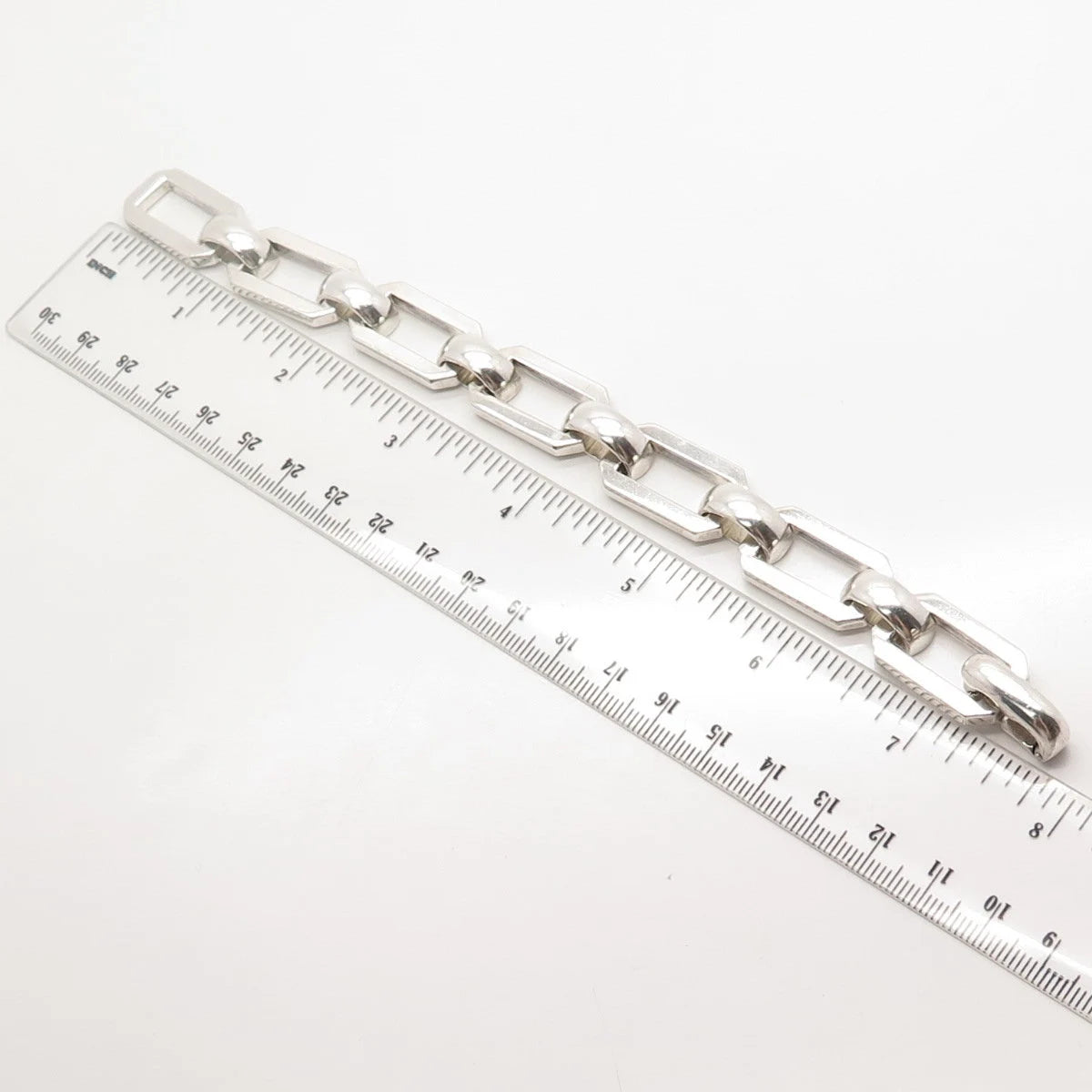 925 Sterling Silver Vintage Modernist Link Bracelet 6.25"