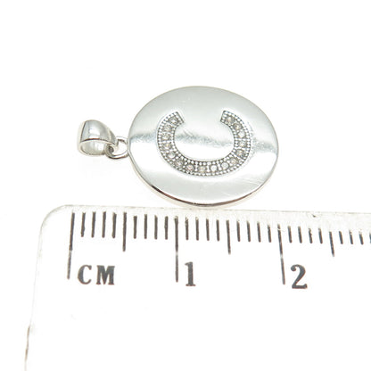 925 Sterling Silver Round-Cut C Z Letter "C" Initial Minimalist Charm Pendant