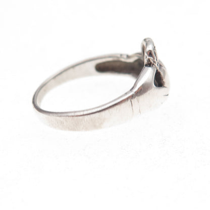 925 Sterling Silver Vintage Irish Claddagh Oxidized Ring Size 6.75