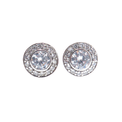 925 Sterling Silver Round-Cut C Z Sparkle Stud Earrings