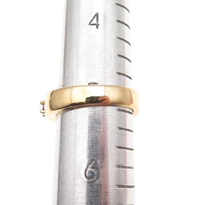 Ross Simons 925 Sterling Silver Gold Plated Vintage Real Ruby Ring Size 5.25