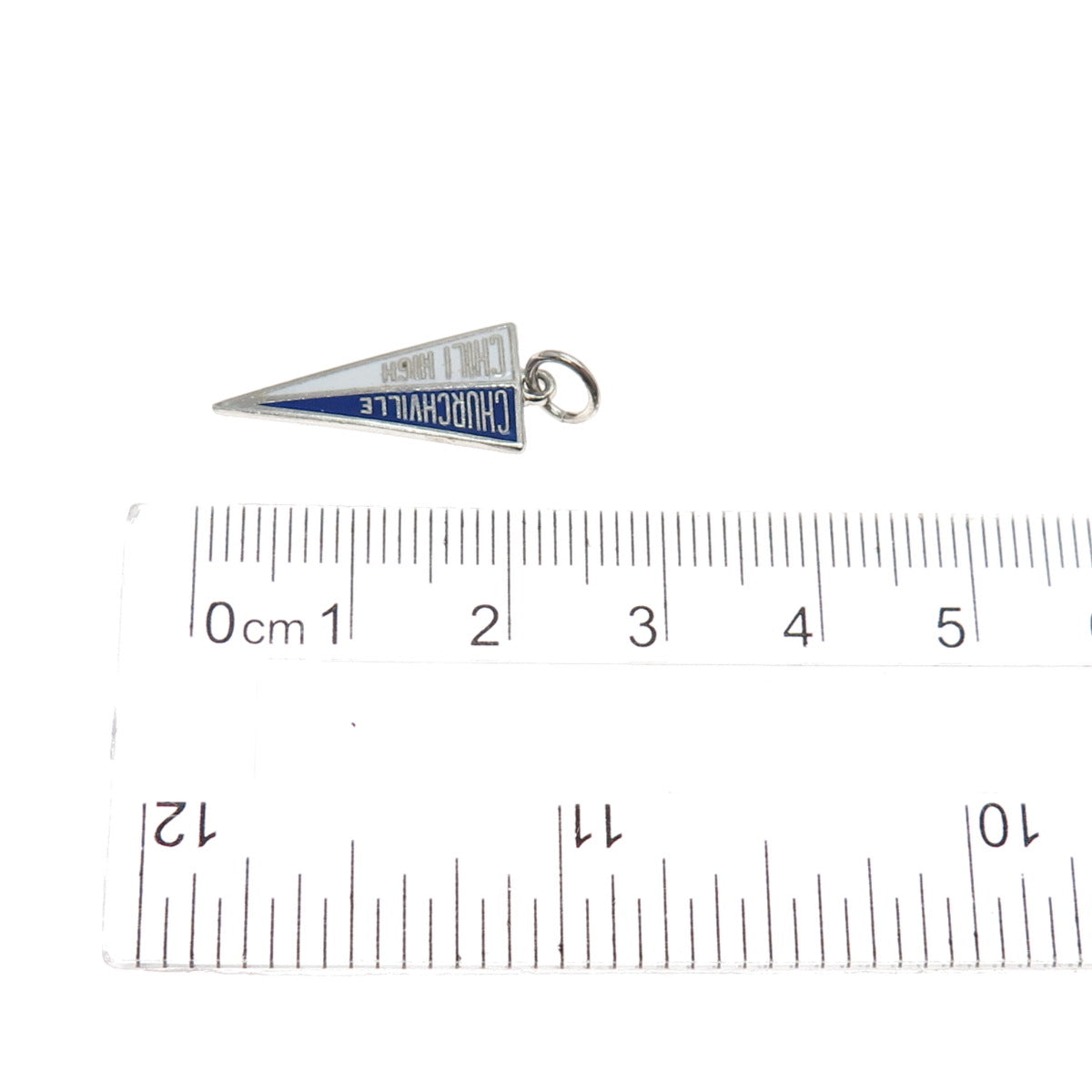 ART'S ELEGANCE Sterling Vintage Enamel Churchville Chili School Charm Pendant