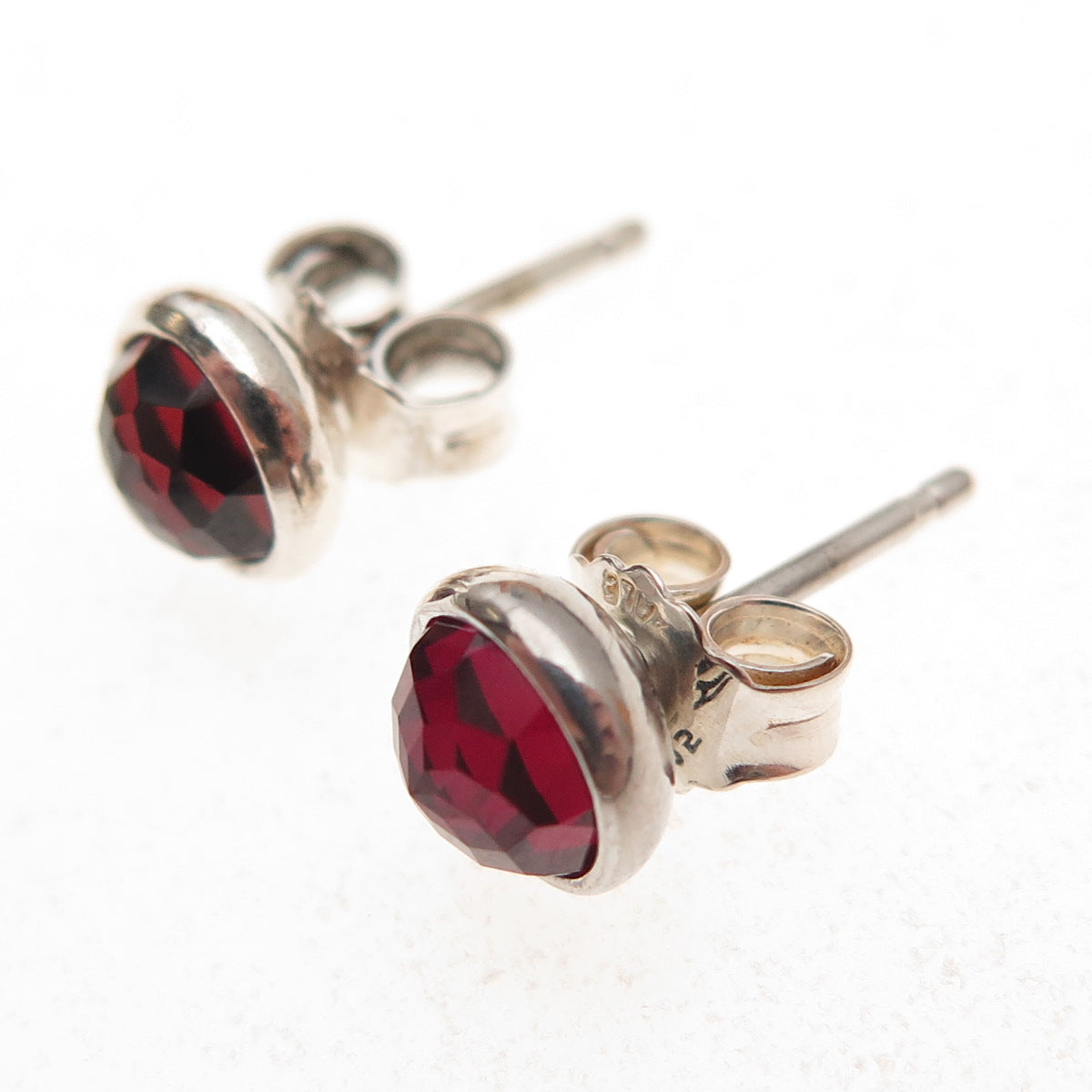 Pandora 925 Sterling Silver Real Red Garnet January Birthstone Stud Earrings