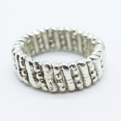 925 Sterling Silver Vintage Beaded & Bar Band Ring Size 7.75