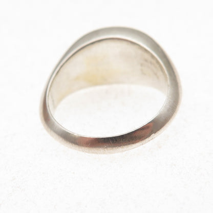 925 Sterling Silver Vintage Round-Cut C Z Sun Signet Ring Size 7