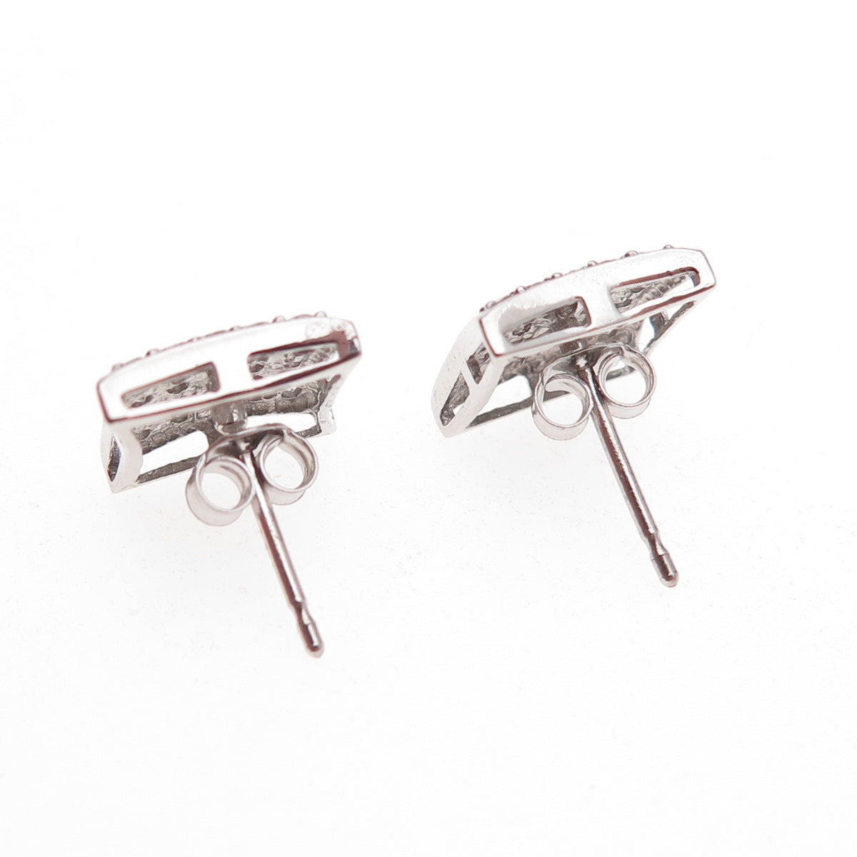 925 Sterling Silver Round-Cut C Z Stud Earrings