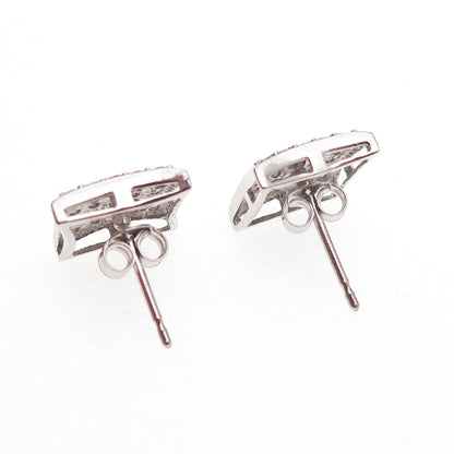 925 Sterling Silver Round-Cut C Z Stud Earrings