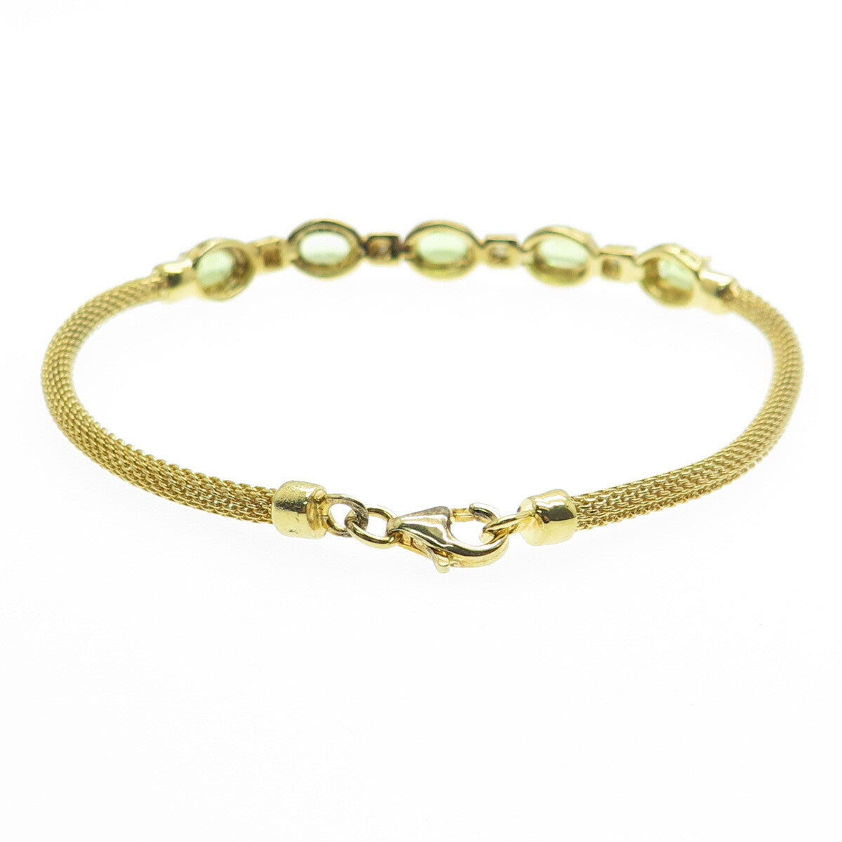 DBJ DEE BERKLE 925 Sterling Silver Gold Plated Real Diamond Peridot Bracelet 7"