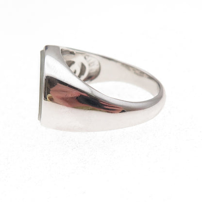 Dasan 925 Sterling Silver Real MOP Cross Signet Ring Size 10.25