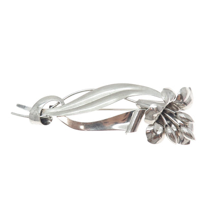 CARL ART 925 Sterling Silver Antique Art Deco Lily Flower Pin Brooch