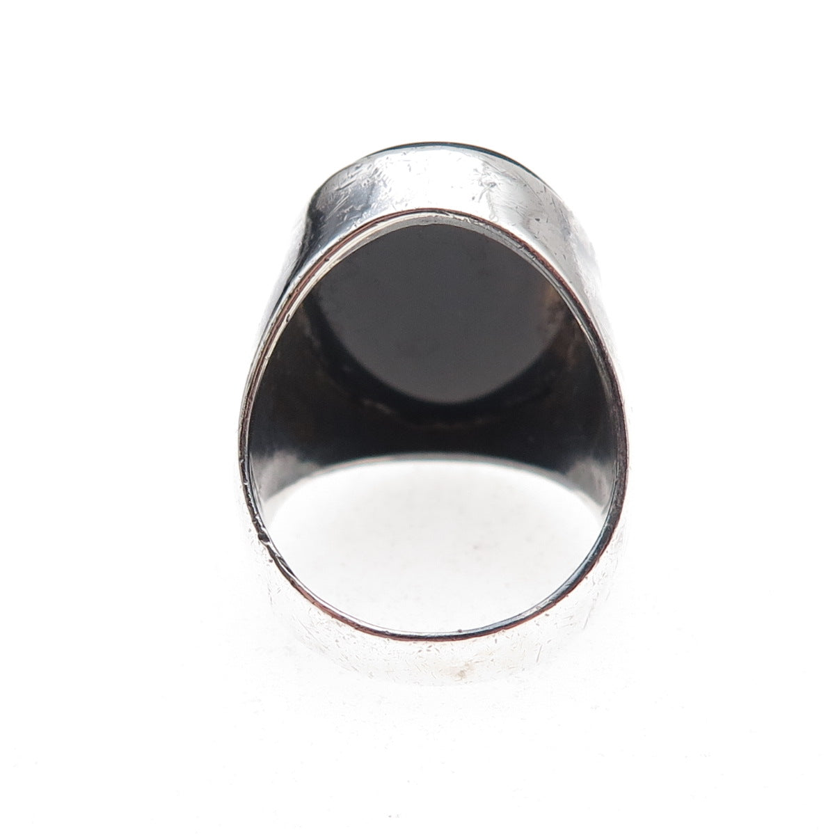 925 Sterling Silver Vintage Israel Real Black Onyx Oxidized Ring Size 9.25