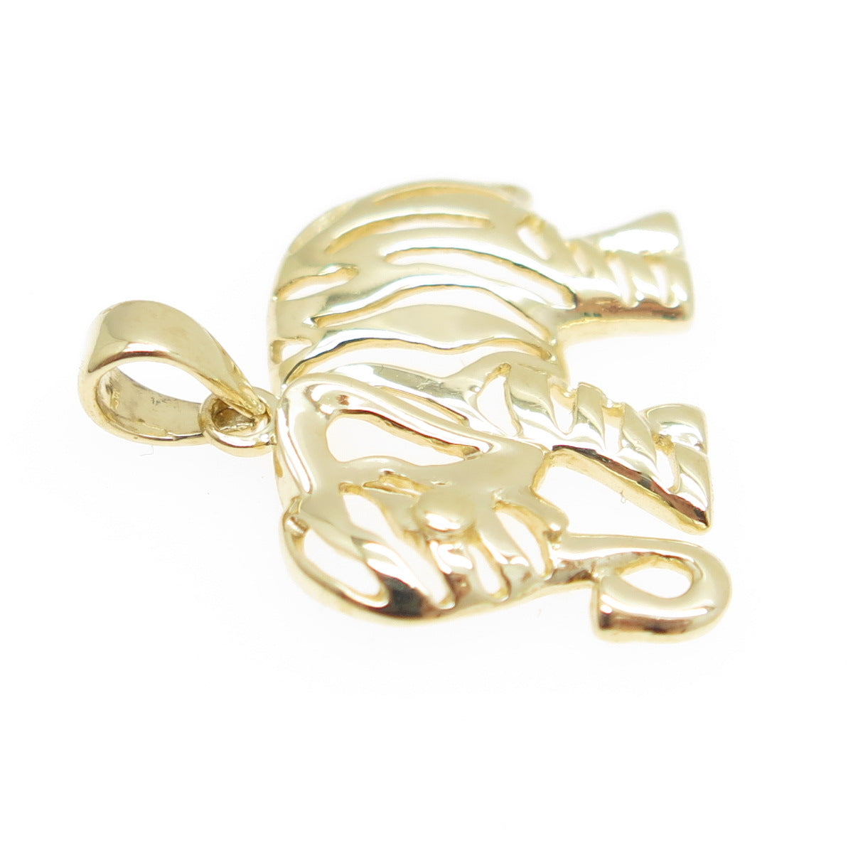 14K Yellow Gold Elephant Minimalist Charm Pendant