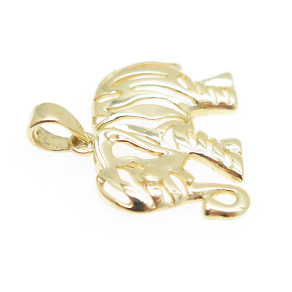 14K Yellow Gold Elephant Minimalist Charm Pendant