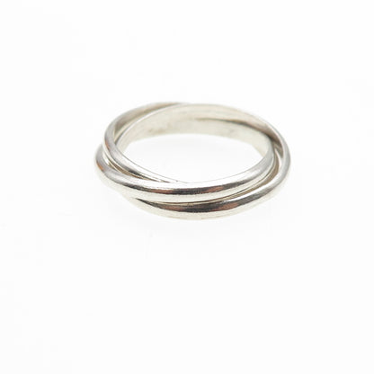 925 Sterling Silver Vintage Interlocked Trinity Band Ring Size 6.5