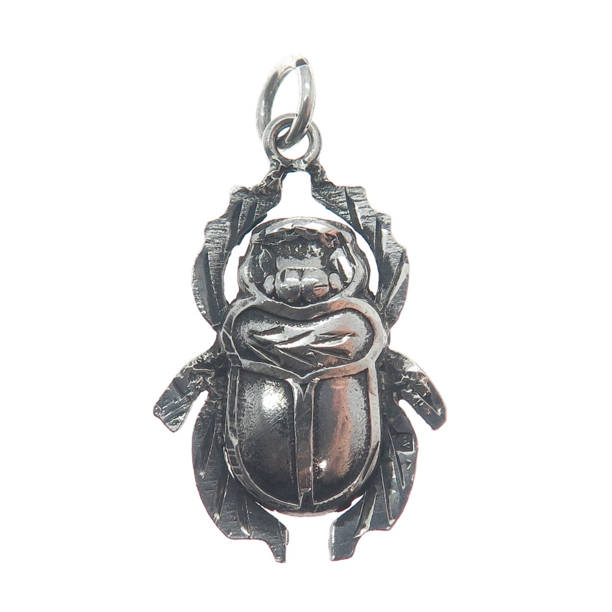 800 Silver Vintage Egypt Scarab Double Sided Oxidized Pendant