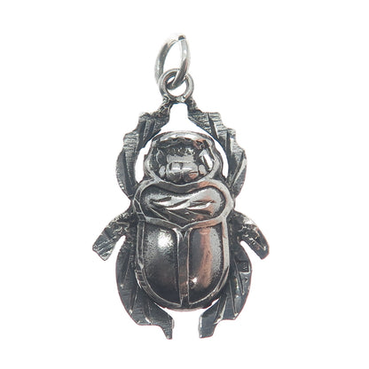 800 Silver Vintage Egypt Scarab Double Sided Oxidized Pendant