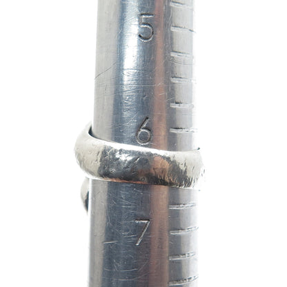 925 Sterling Silver Vintage Mexico Modernist Bypass Oxidized Ring Size 6.5
