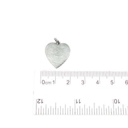LESTAGE 925 Sterling Silver Vintage Brushed & Smooth Heart Charm Pendant