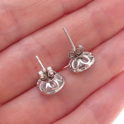 925 Sterling Silver Round-Cut C Z Stud Earrings