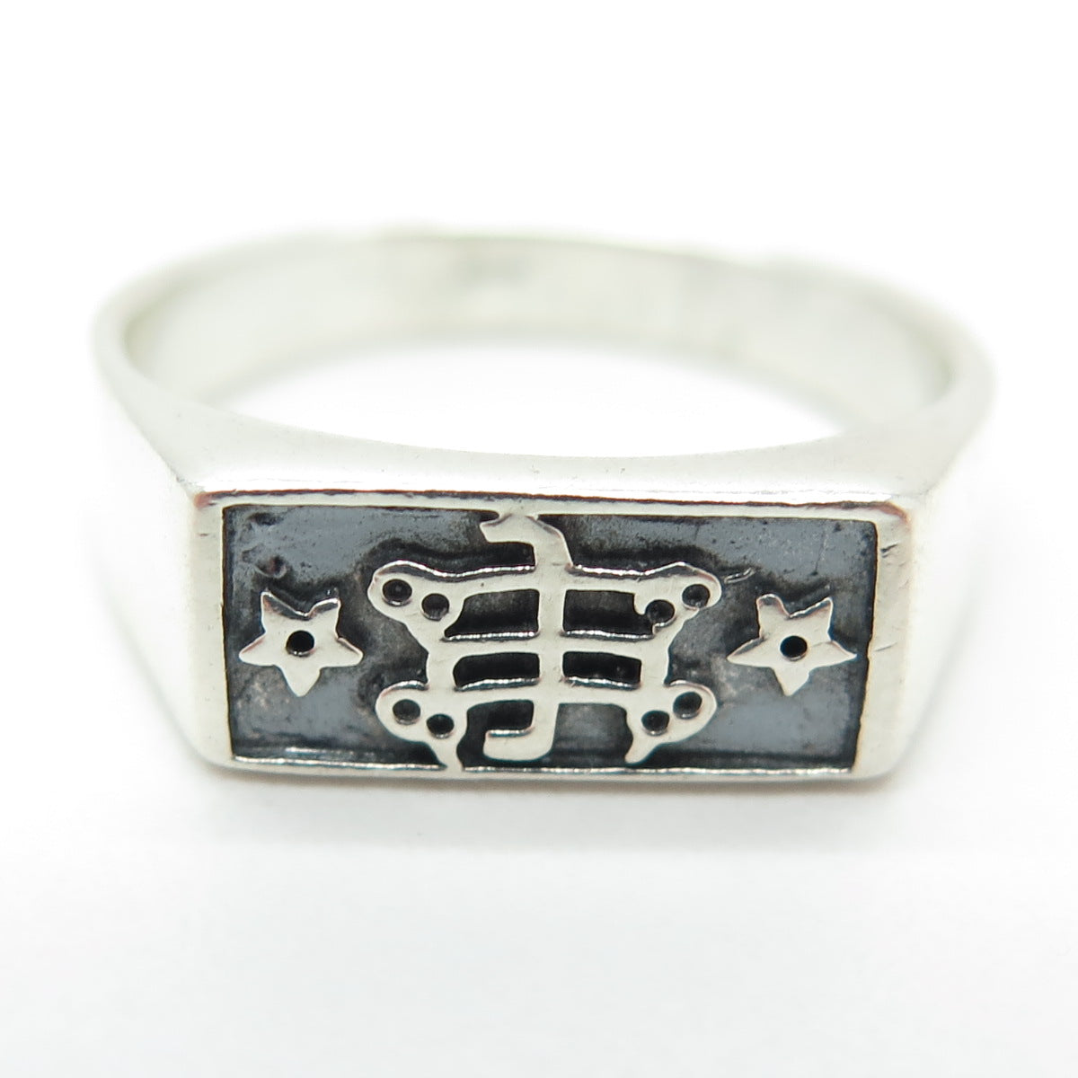 925 Sterling Silver Vintage Baha'i Ringstone Symbol Ring Size 8.75