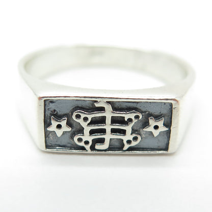 925 Sterling Silver Vintage Baha'i Ringstone Symbol Ring Size 8.75