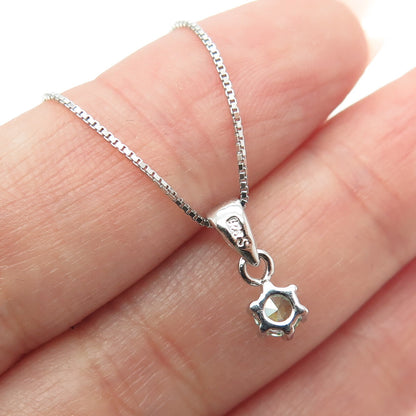 925 Sterling Silver Swarovski Green-Crystal Box Chain Necklace 16-18"