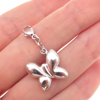 925 Sterling Silver Vintage Butterfly Lobster Lock Charm Pendant