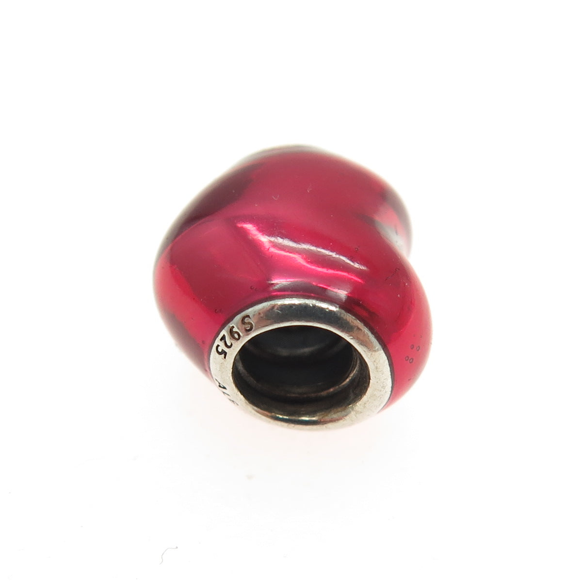 PANDORA 925 Sterling Silver Red Enamel Heard Bead Charm