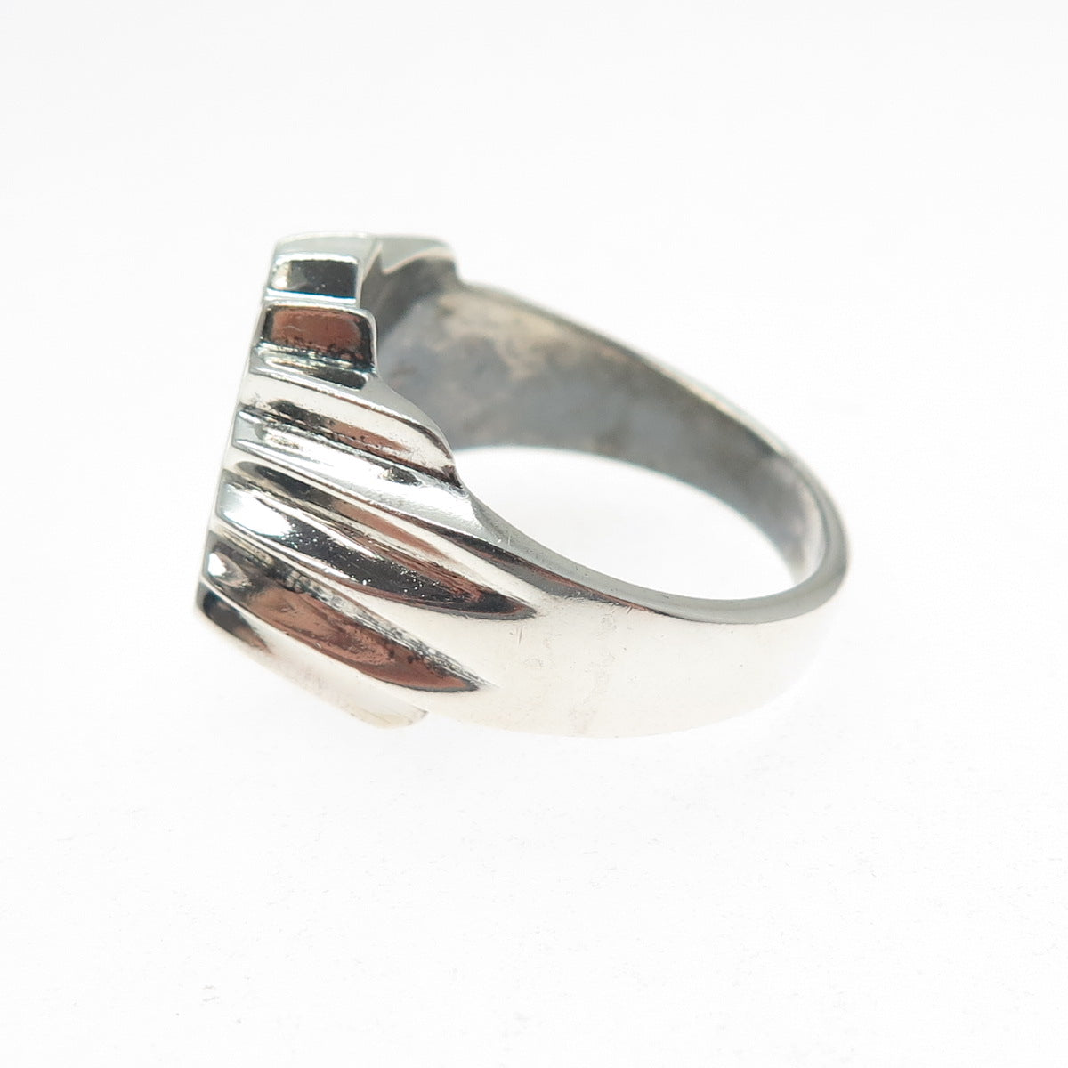 925 Sterling Silver Vintage Mexico Real Turquoise Modernist Sun Ring Size 13