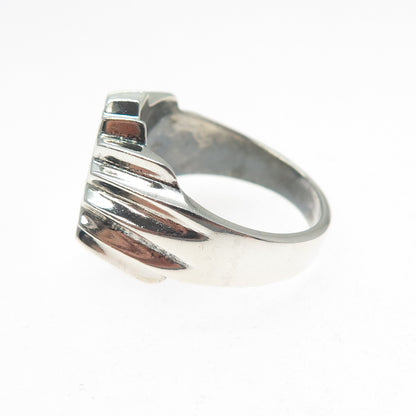 925 Sterling Silver Vintage Mexico Real Turquoise Modernist Sun Ring Size 13