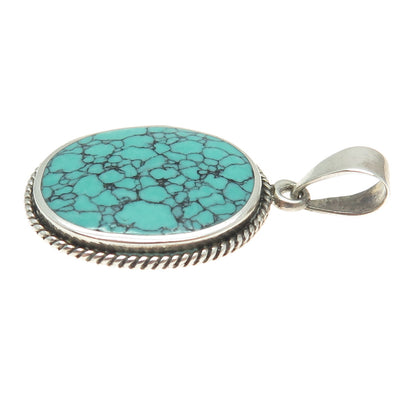 CHARLES WINSTON 925 Sterling Silver Vintage Kingman Turquoise Gem Oval Pendant