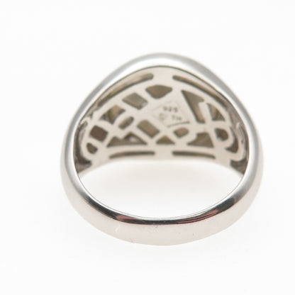 Dasan 925 Sterling Silver Real MOP Cross Signet Ring Size 10.5