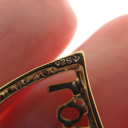 925 Sterling Silver 18K Gold Plated Real Diamond Love Always Heart Mini Pendant