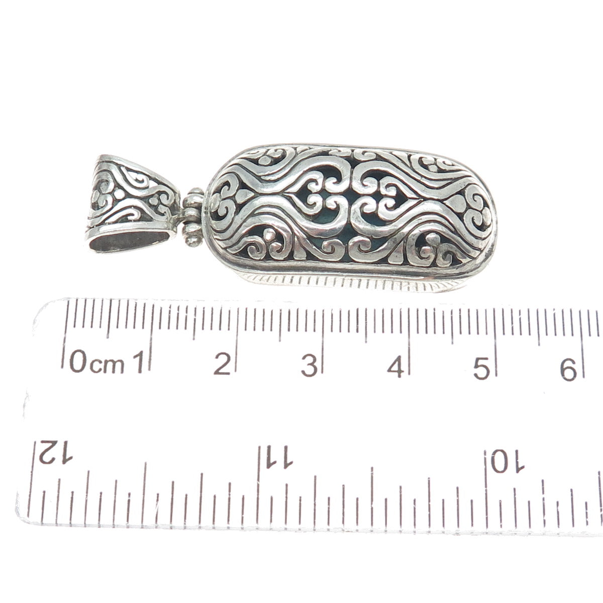 925 Sterling Silver Vintage Ornate Heart Oxidized Pendant