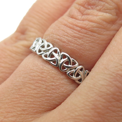 925 Sterling Silver Celtic Trinity Knot Link Band Ring Size 6.25