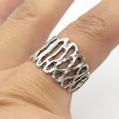 925 Sterling Silver Vintage Minos Mexico Open Bark of Tree Ring Size 7