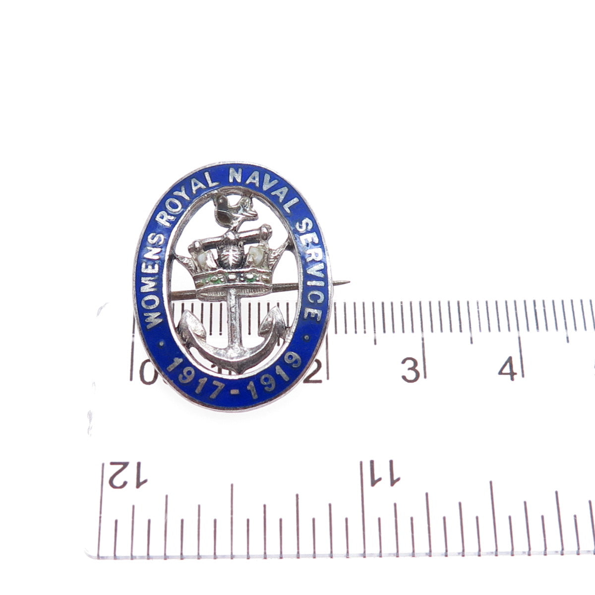 J.R. GAUNT & SON Sterling Antique 1918 Enamel Women's Royal Naval Service Brooch
