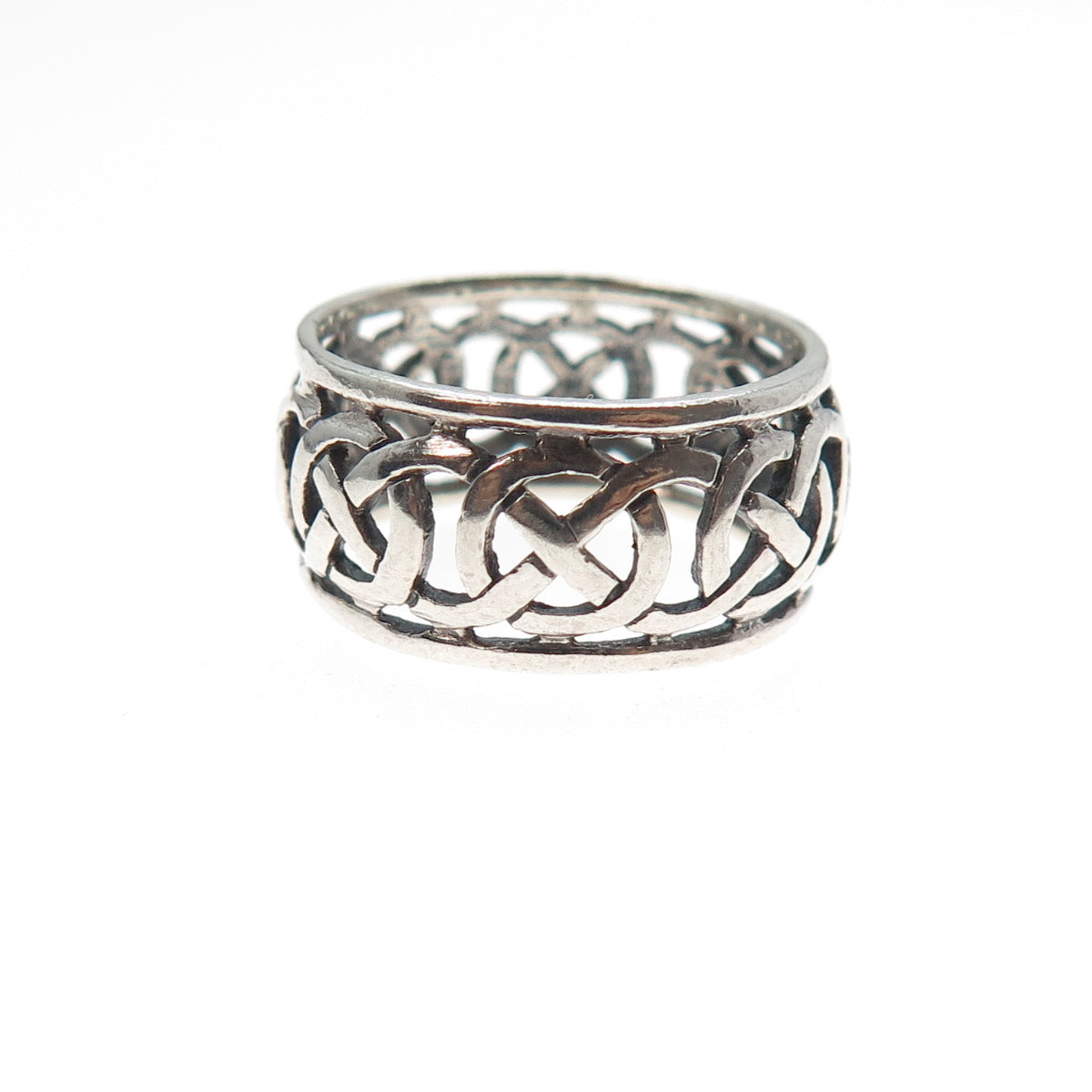 925 Sterling Silver Vintage Celtic Knot Oxidized Band Ring Size 6.5