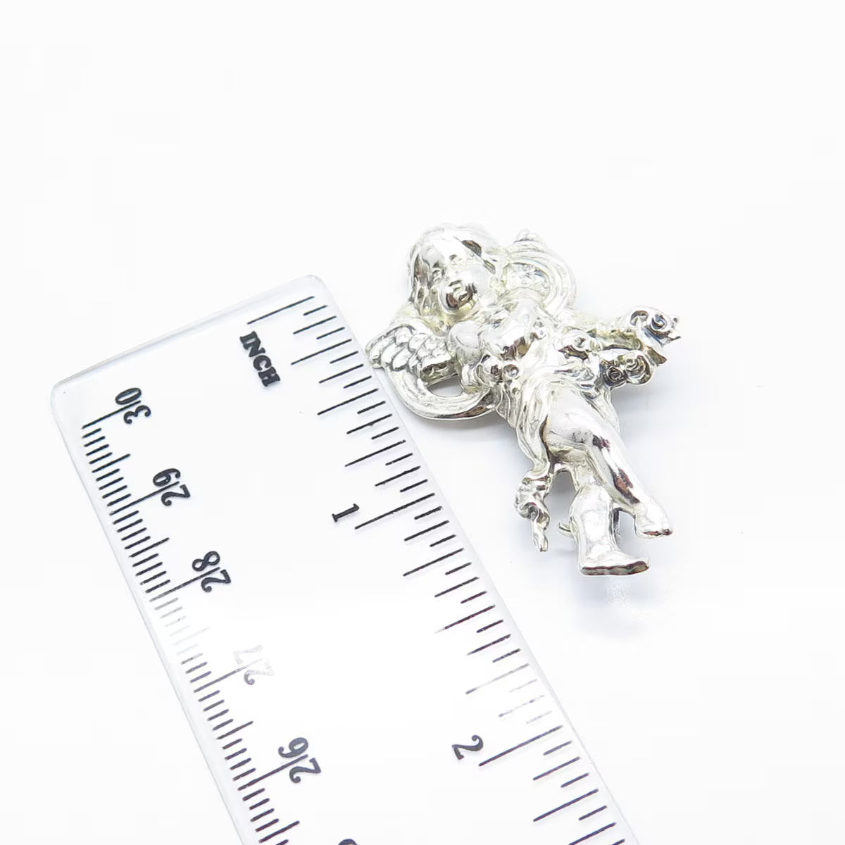925 Sterling Silver Vintage Angel Cherub Pin Brooch