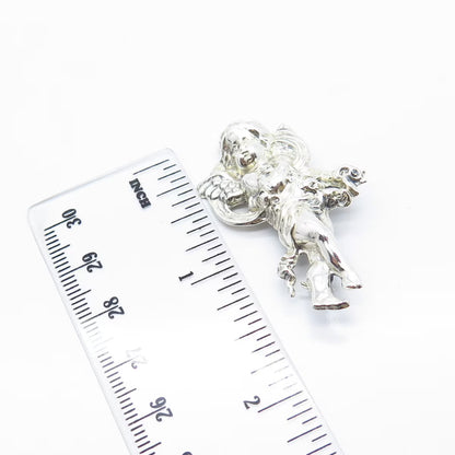925 Sterling Silver Vintage Angel Cherub Pin Brooch
